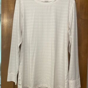 ZYIA White Perforated Long Sleeve Top